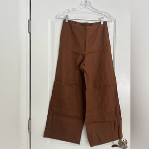 Tahari Wide Leg Brown Women’s Linen Pants